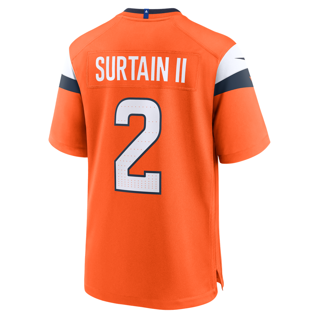 Denver Broncos Patrick Surtain II Orange Team Game Jersey product image 7, provided for visual reference and product detail