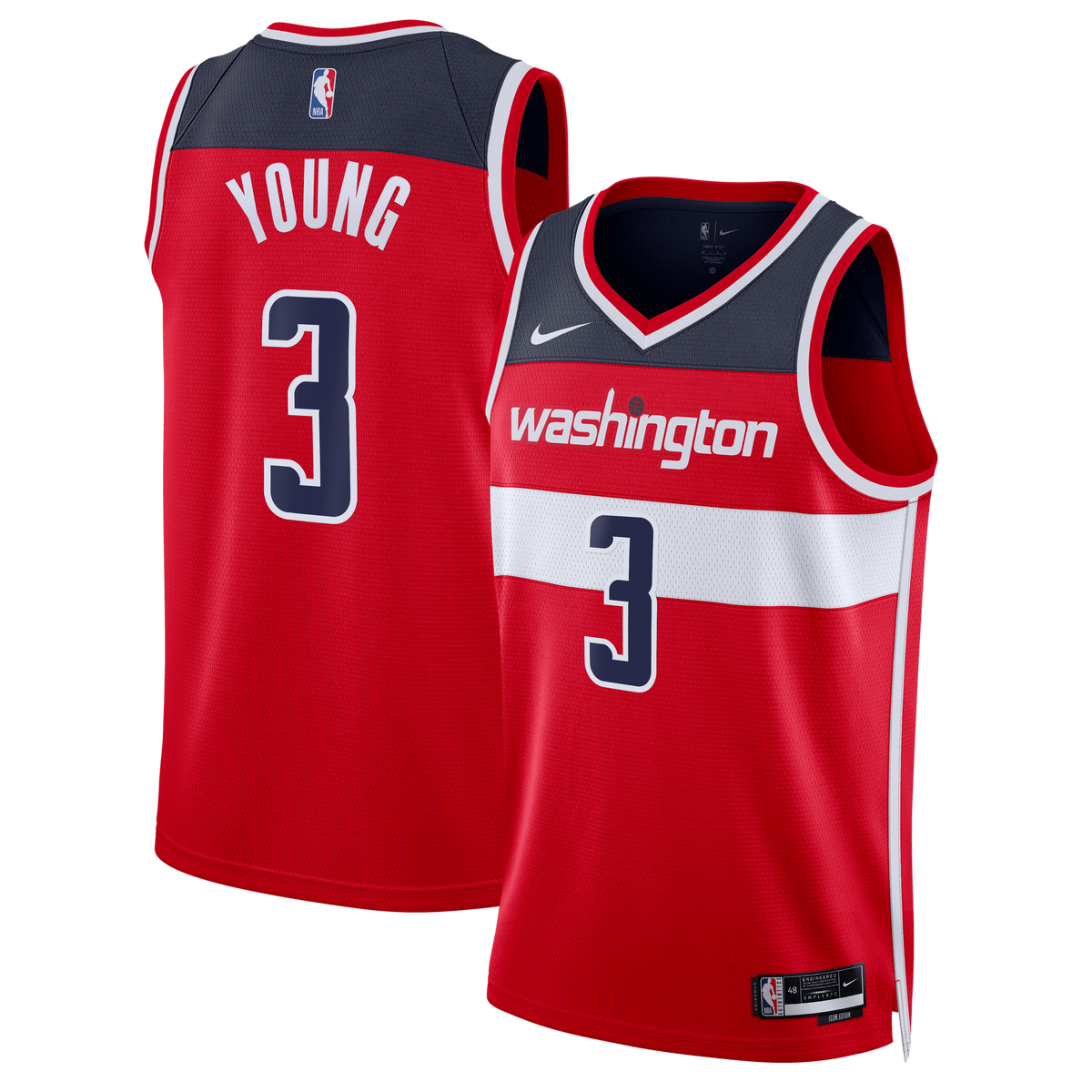 Washington Wizards Icon Edition Swingman Basketball Jersey - Red - Trae Young - Unisex product image 1, provided for visual