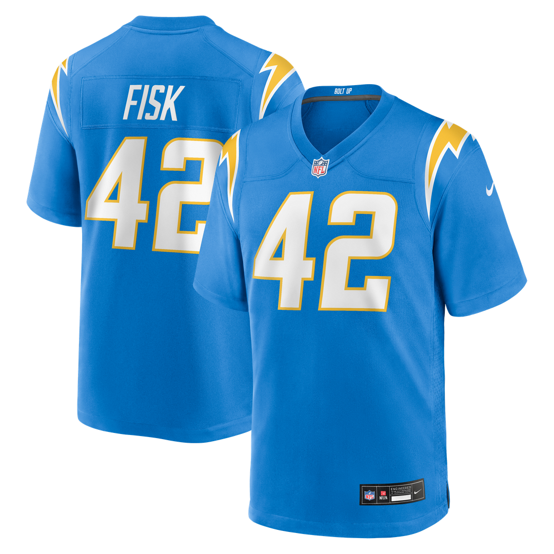 Los Angeles Chargers Tucker Fisk Powder Blue Team Game Jersey product image 1, provided for visual reference and product