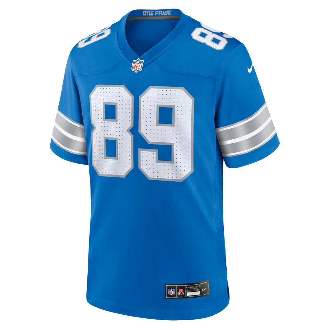 Detroit Lions Brock Wright Blue Team Game Jersey product image 2, provided for visual reference and product detail review