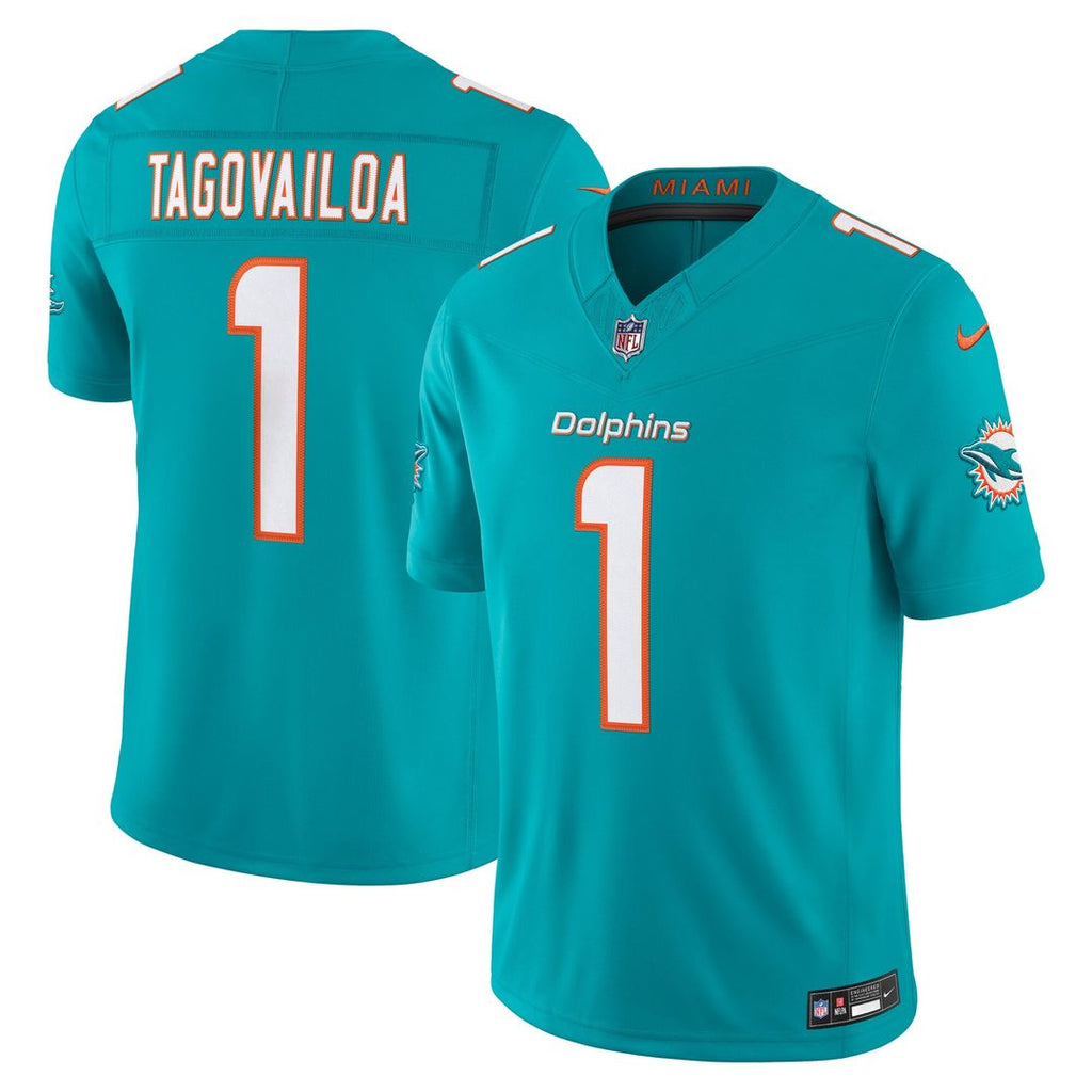 Miami Dolphins Tua Tagovailoa Aqua Team Vapor F.U.S.E. Stitched Limited Jersey product image 1, provided for visual