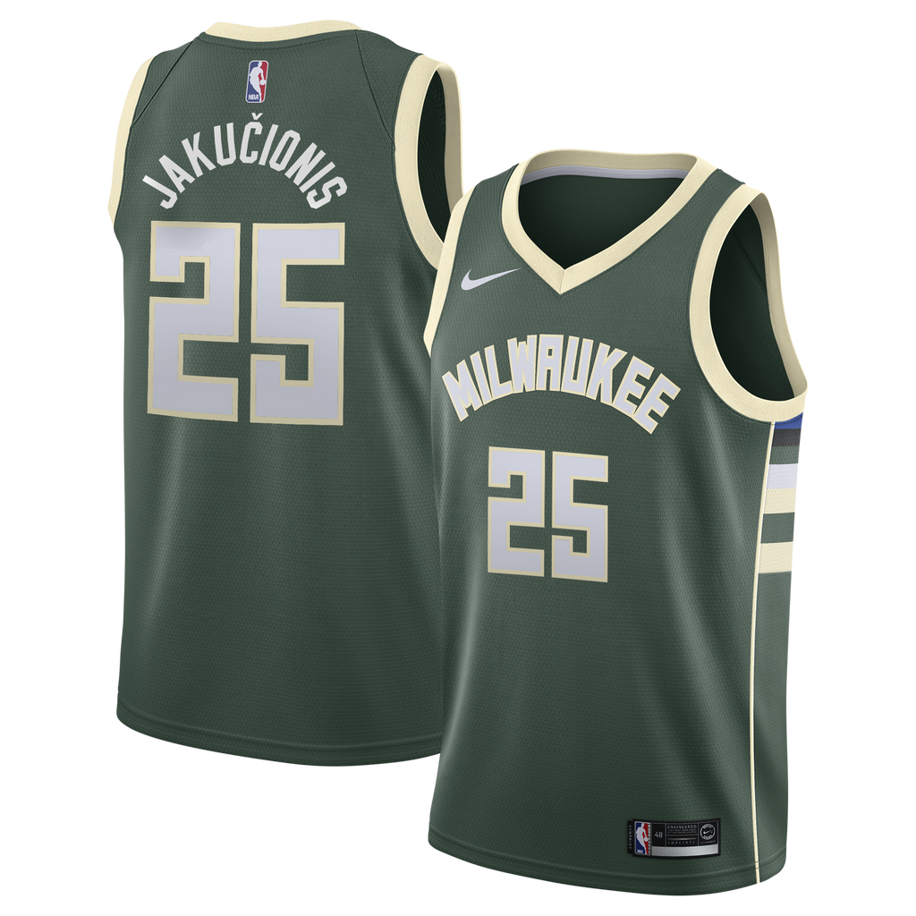 Kasparas Jakučionis Milwaukee Bucks Icon Edition Swingman Jersey - White - Youth product image 1, provided for visual