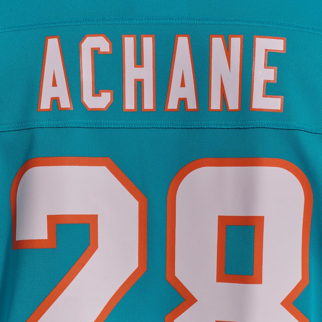 Miami Dolphins De’Von Achane Aqua Player Game Jersey product image 11, provided for visual reference and product detail