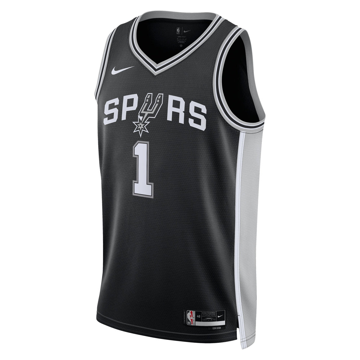 San Antonio Spurs Icon Edition Swingman Jersey - Black - Victor Wembanyama - Unisex product image 3, provided for visual