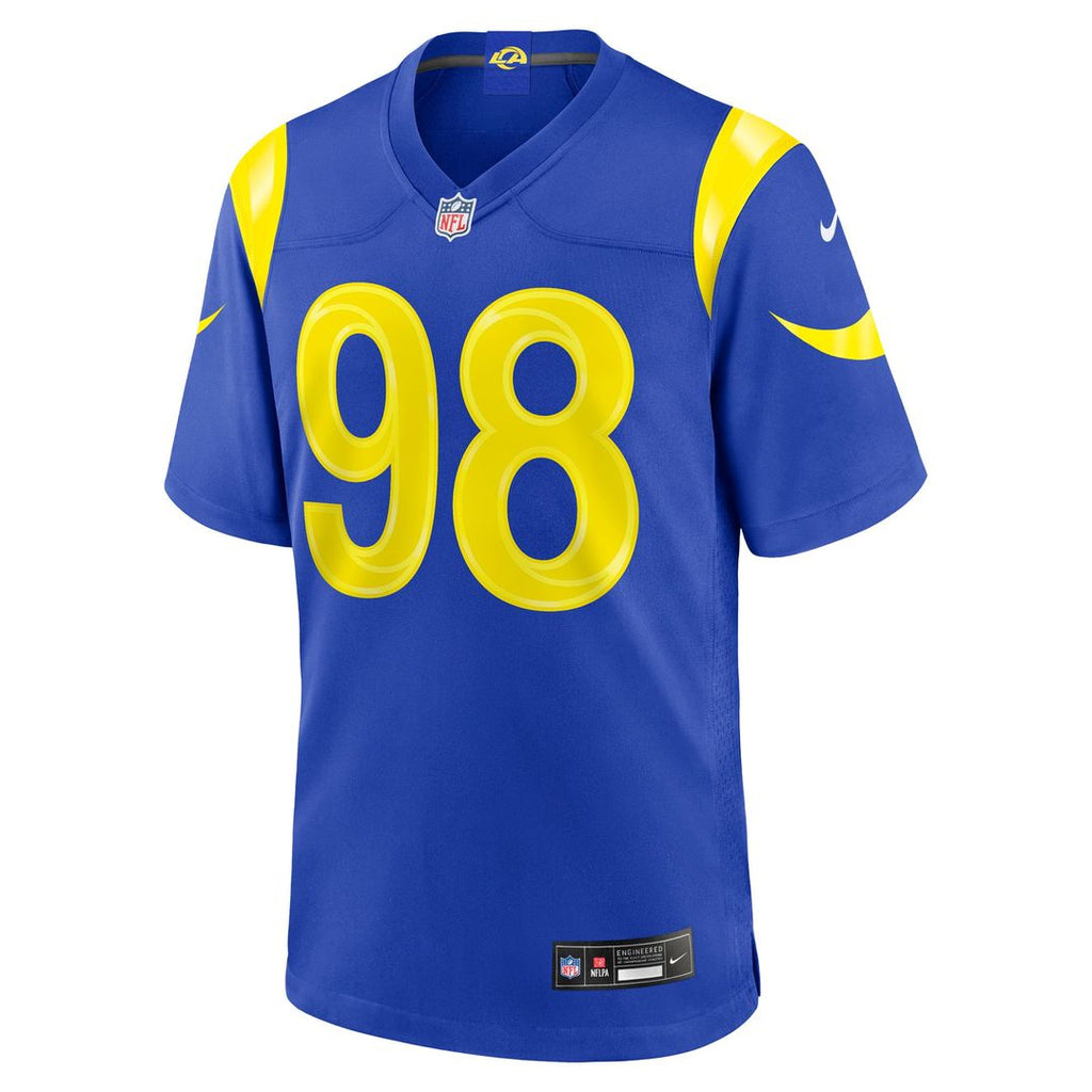Los Angeles Rams Jaxson Moi Royal Game Jersey product image 2, provided for visual reference and product detail review