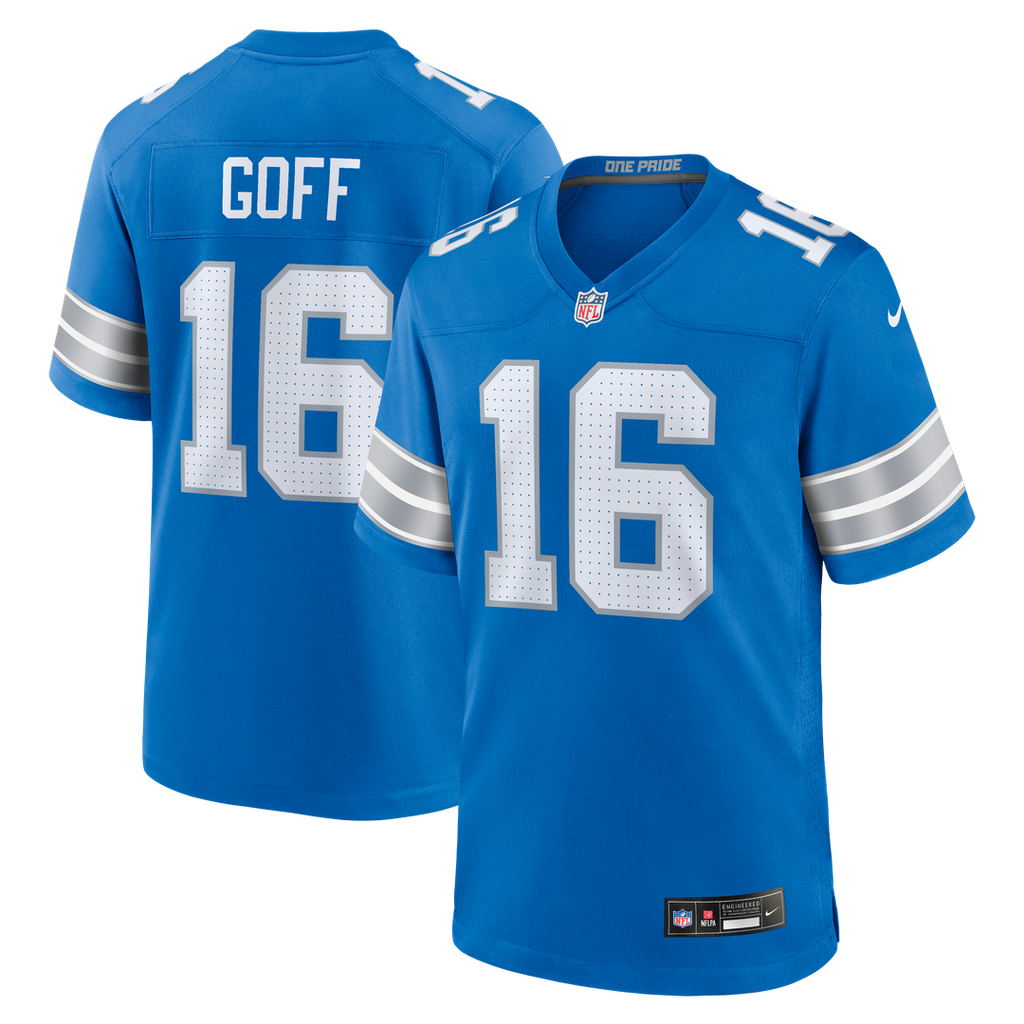 Detroit Lions Jared Goff Blue Game Jersey product image 14, provided for visual reference and product detail review