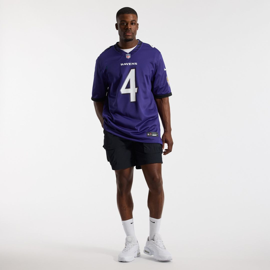 Baltimore Ravens Zay Flowers Purple Team Game Jersey product image 4, provided for visual reference and product detail review
