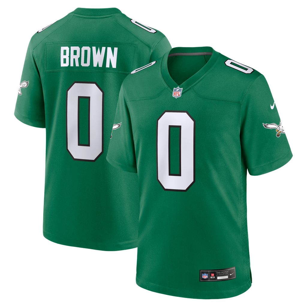 Philadelphia Eagles Marquise Brown Kelly Green Alternate 2 Game Jersey product image 1, provided for visual reference and