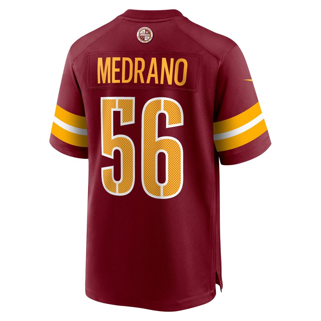 Washington Commanders Kain Medrano Burgundy Team Game Jersey product image 3, provided for visual reference and product