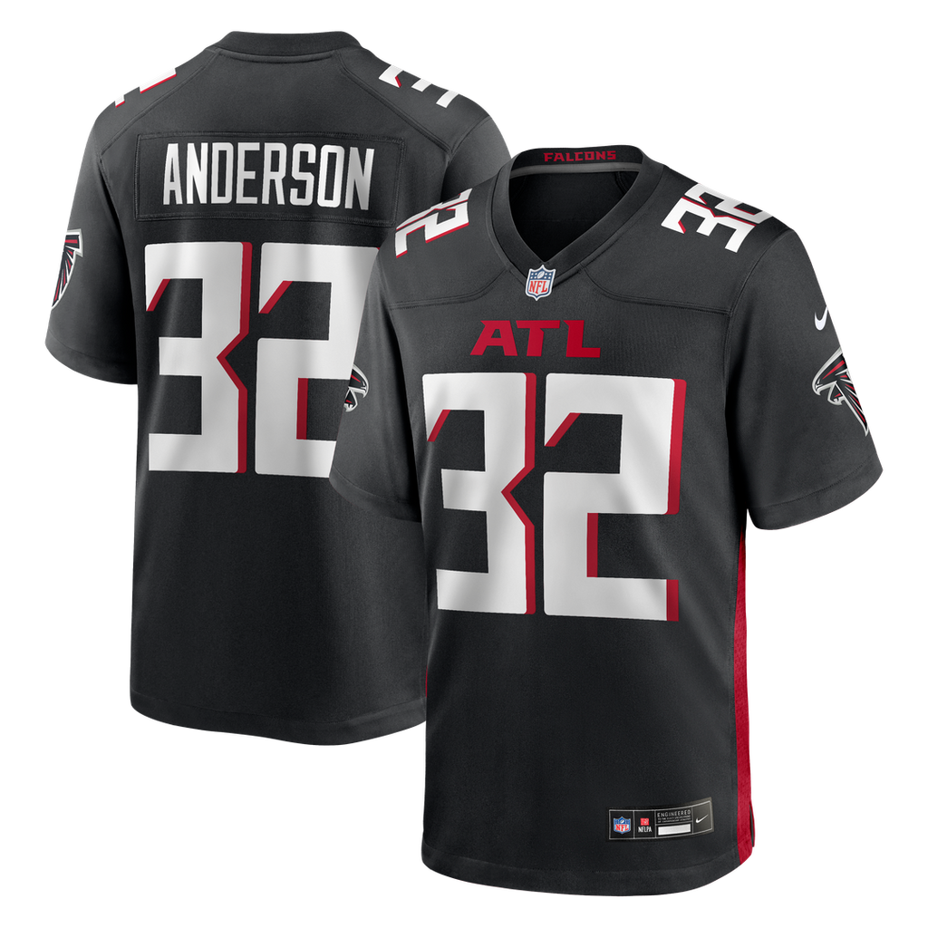 Atlanta Falcons Jamal Anderson Black Game Retired Player Jersey product image 1, provided for visual reference and product
