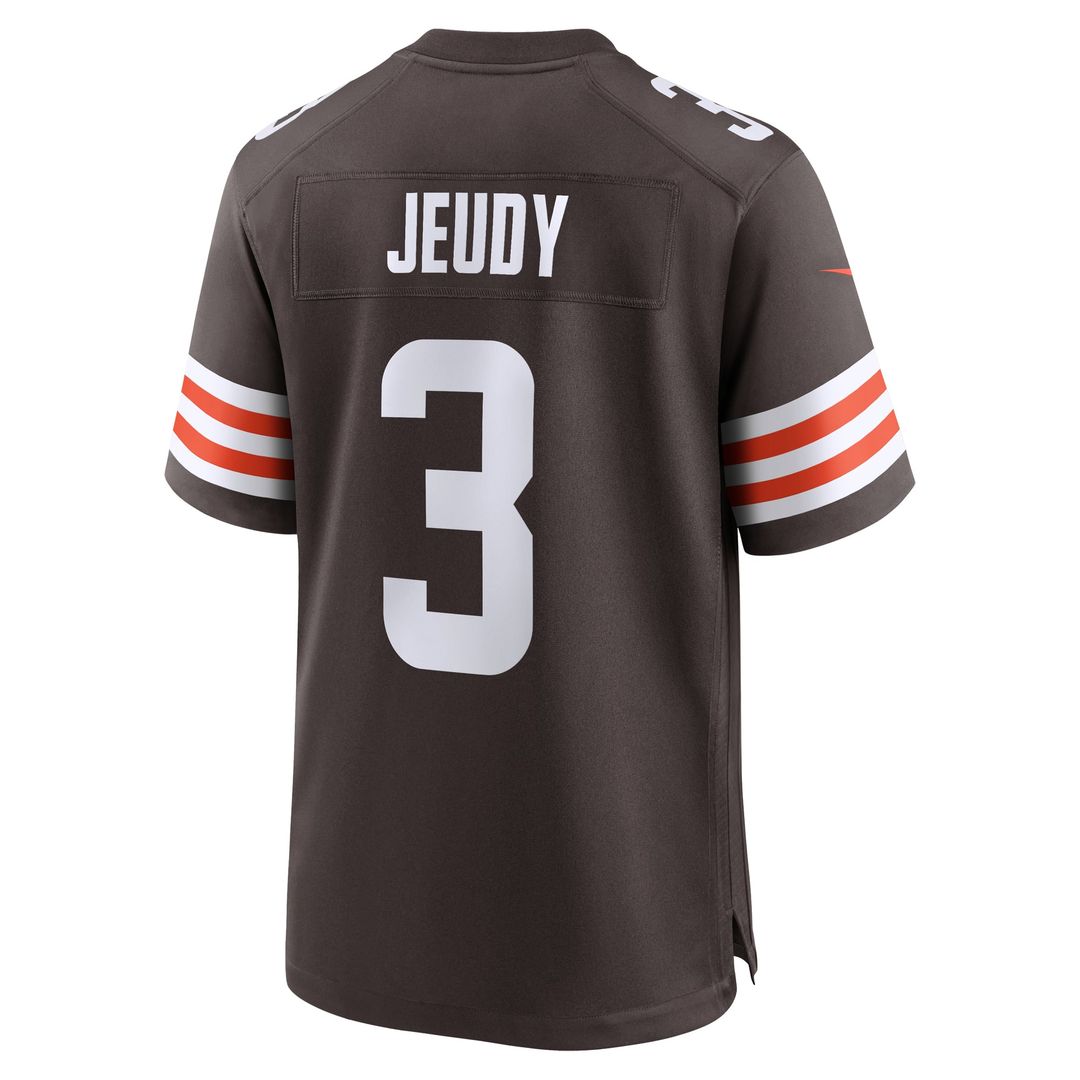 Cleveland Browns Jerry Jeudy Brown Game Jersey product image 3, provided for visual reference and product detail review