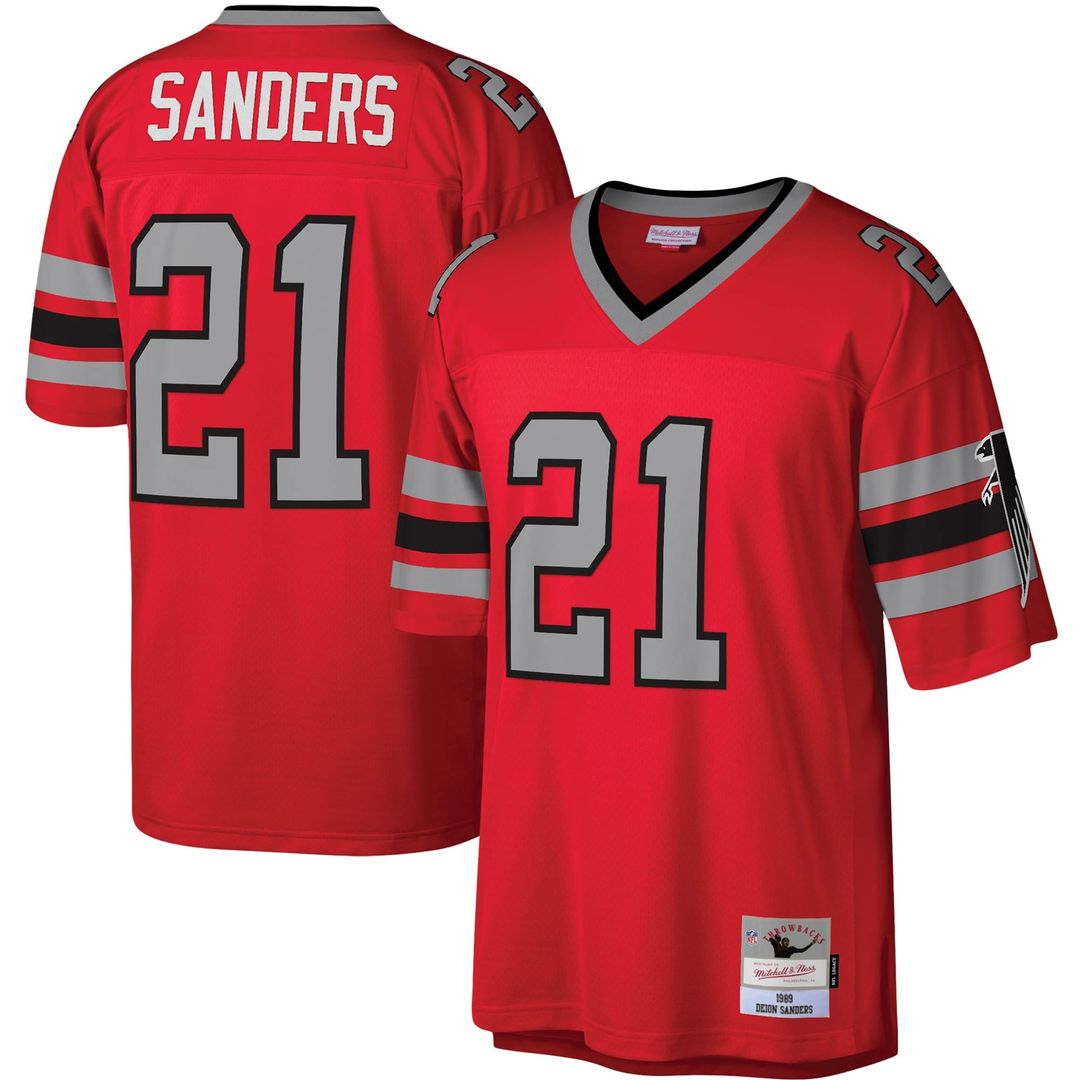 Atlanta Falcons Deion Sanders Red Legacy Replica Jersey product image 4, provided for visual reference and product detail