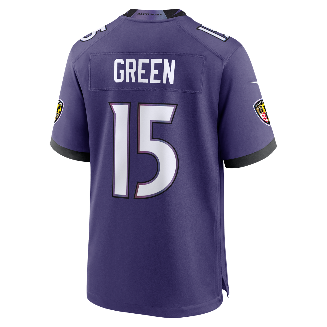 Baltimore Ravens Mike Green Purple Team Game Jersey product image 3, provided for visual reference and product detail review