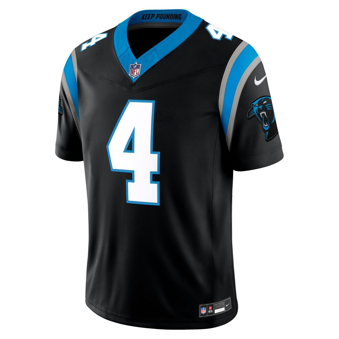 Carolina Panthers Tetairoa McMillan Black Team Vapor F.U.S.E. Stitched Limited Jersey product image 2, provided for visual