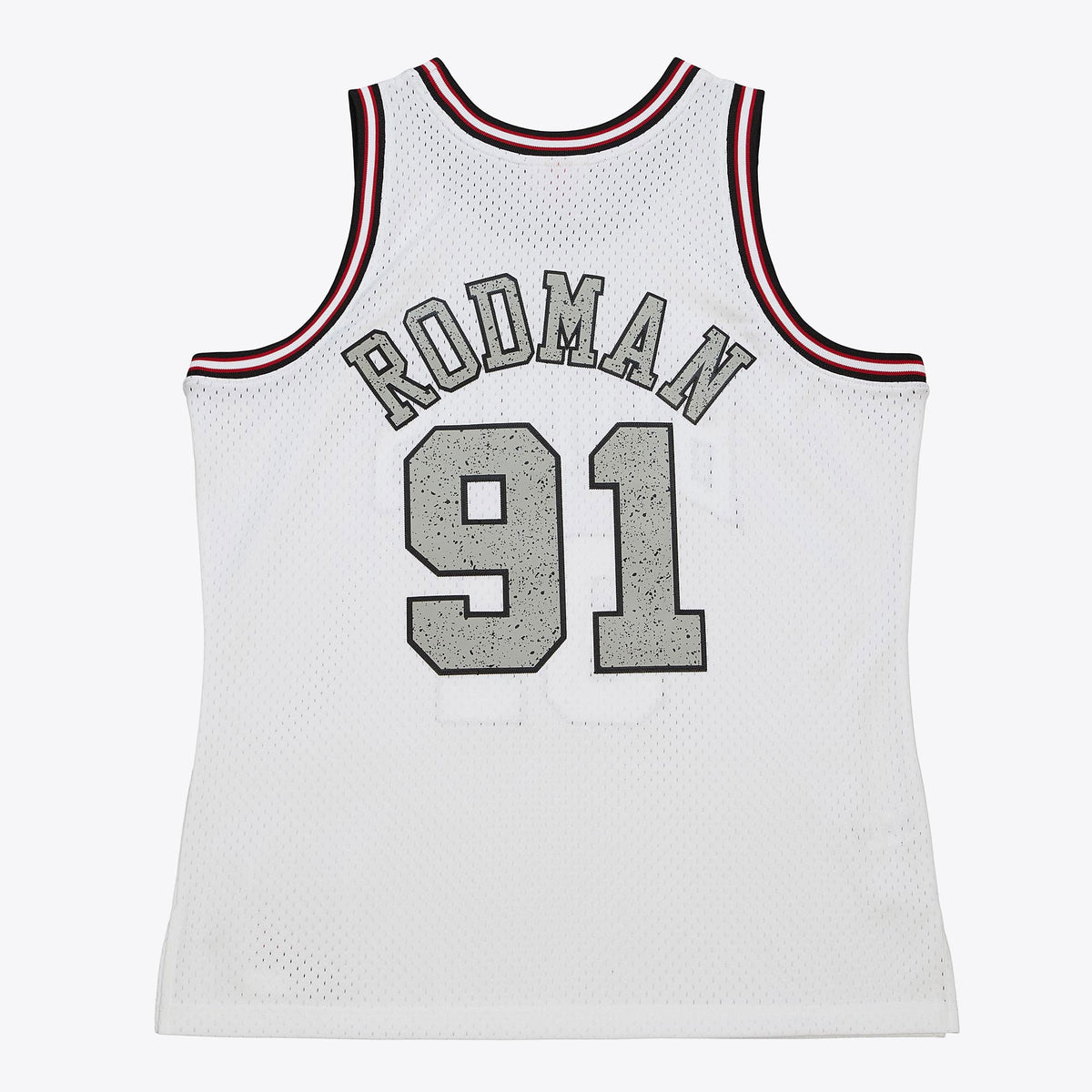 Dennis Rodman Chicago Bulls 1997 Cracked Cement Swingman Jersey - White product image 4, provided for visual reference and