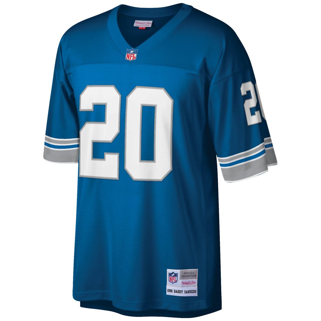 Detroit Lions Barry Sanders Blue Big & Tall 1996 Retired Player Replica Jersey product image 2, provided for visual