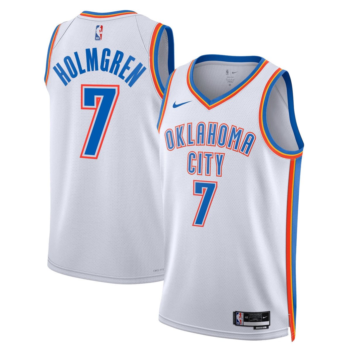 Oklahoma City Thunder Association Edition Swingman Basketball Jersey - White - Chet Holmgren - Unisex product image 1,