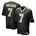 New Orleans Saints Morten Andersen Black Game Retired Player Jersey product image 1, provided for visual reference and