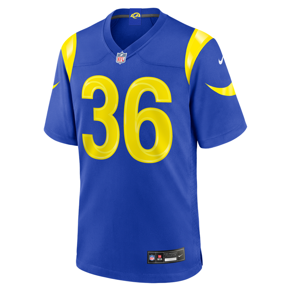 Los Angeles Rams Alex Johnson Royal Team Game Jersey product image 2, provided for visual reference and product detail review