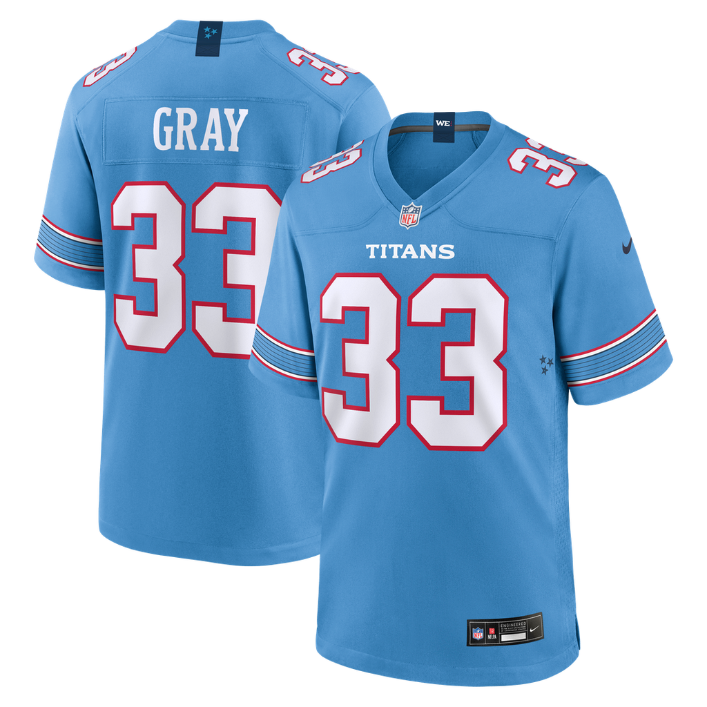 Tennessee Titans Cedric Gray Light Blue Game Jersey product image 1, provided for visual reference and product detail review