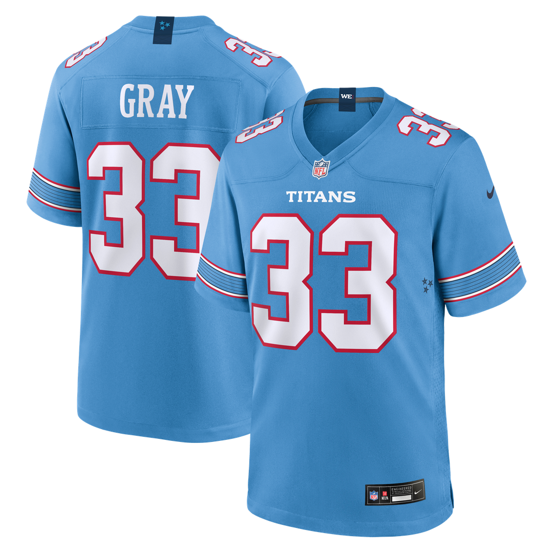 Tennessee Titans Cedric Gray Light Blue Game Jersey product image 1, provided for visual reference and product detail review