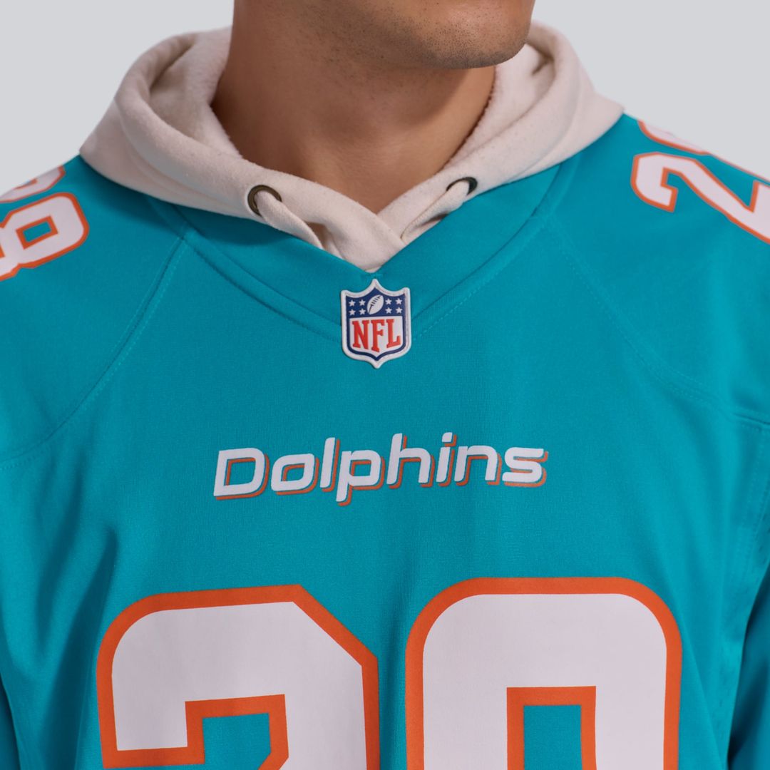 Miami Dolphins De’Von Achane Aqua Player Game Jersey product image 8, provided for visual reference and product detail review