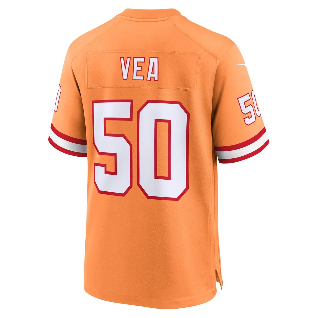 Tampa Bay Buccaneers Vita Vea Orange Throwback Game Jersey product image 3, provided for visual reference and product detail