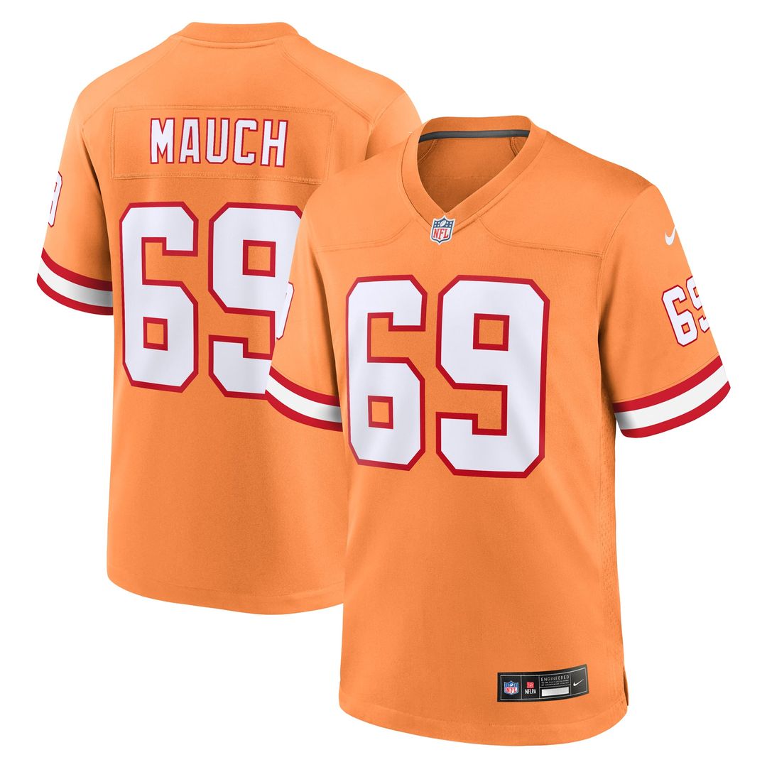 Tampa Bay Buccaneers Cody Mauch Orange Alternate Game Jersey product image 1, provided for visual reference and product