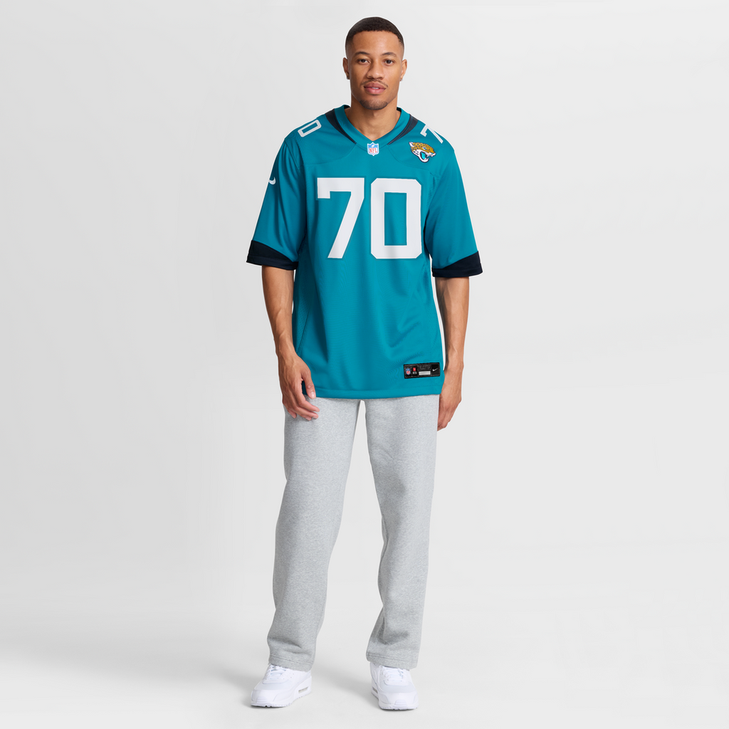 Jacksonville Jaguars Cole Van Lanen Teal Game Player Jersey product image 7, provided for visual reference and product