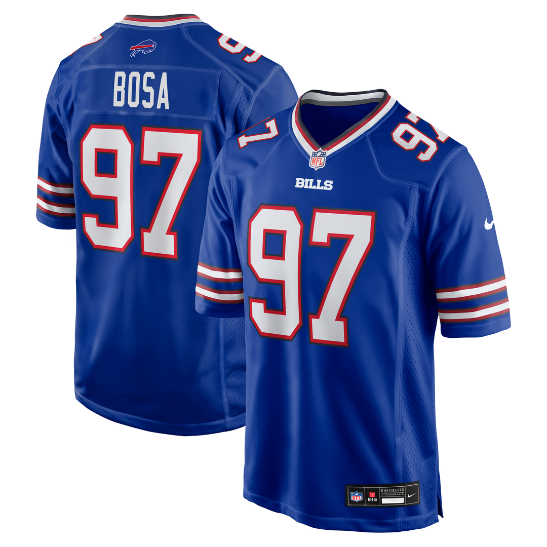 Buffalo Bills Joey Bosa Royal Game Player Jersey product image 1, provided for visual reference and product detail review