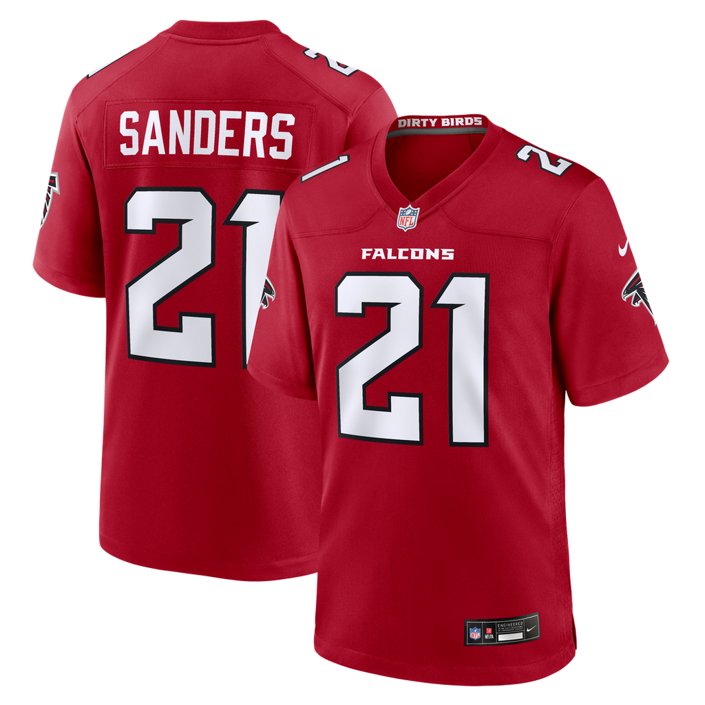 Atlanta Falcons Deion Sanders Red Retired Player Game Jersey product image 4, provided for visual reference and product