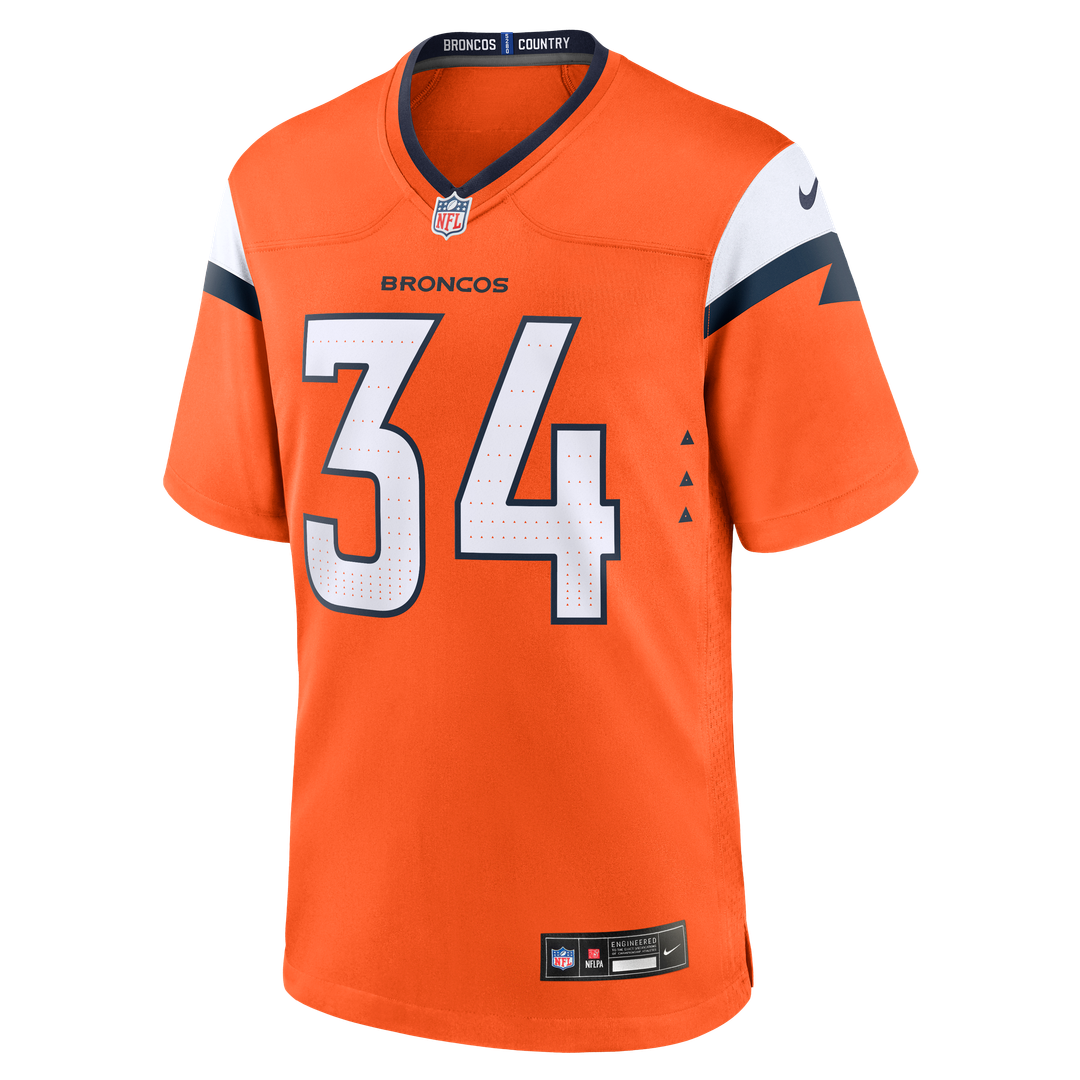 Denver Broncos JL Skinner Orange Team Game Jersey product image 2, provided for visual reference and product detail review