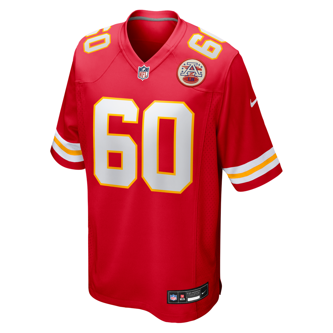 Kansas City Chiefs Hunter Nourzad Red Game Jersey product image 2, provided for visual reference and product detail review