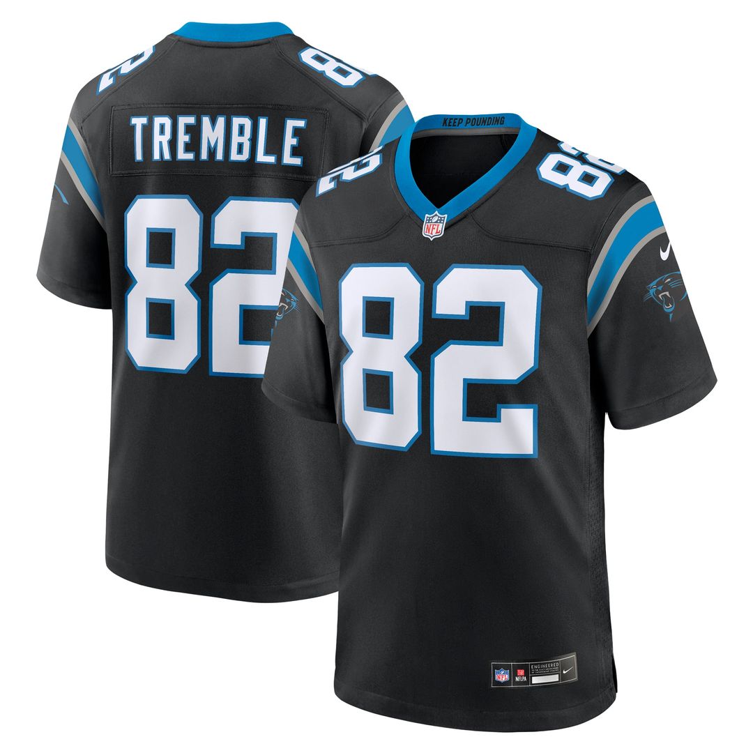 Carolina Panthers Tommy Tremble Black Team Game Jersey product image 1, provided for visual reference and product detail