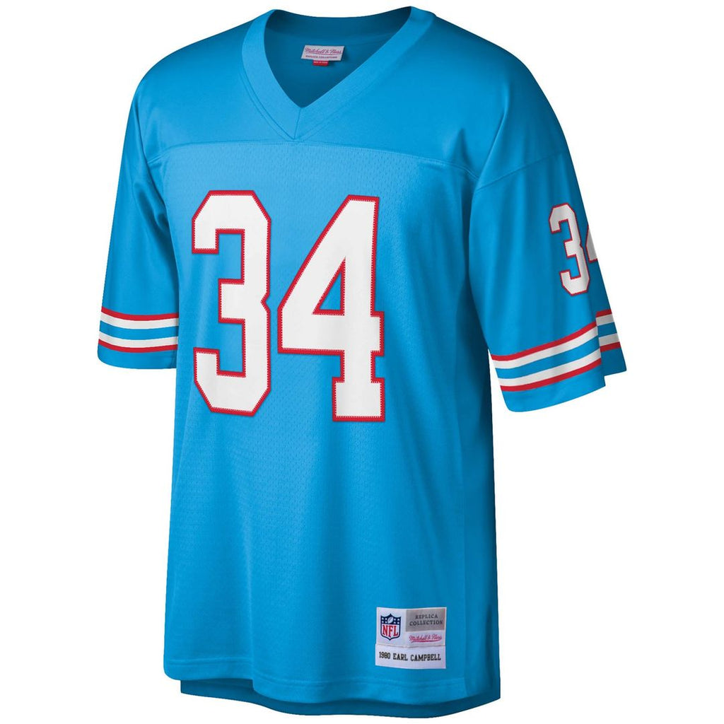 Houston Oilers Earl Campbell Light Blue Legacy Replica Jersey product image 2, provided for visual reference and product