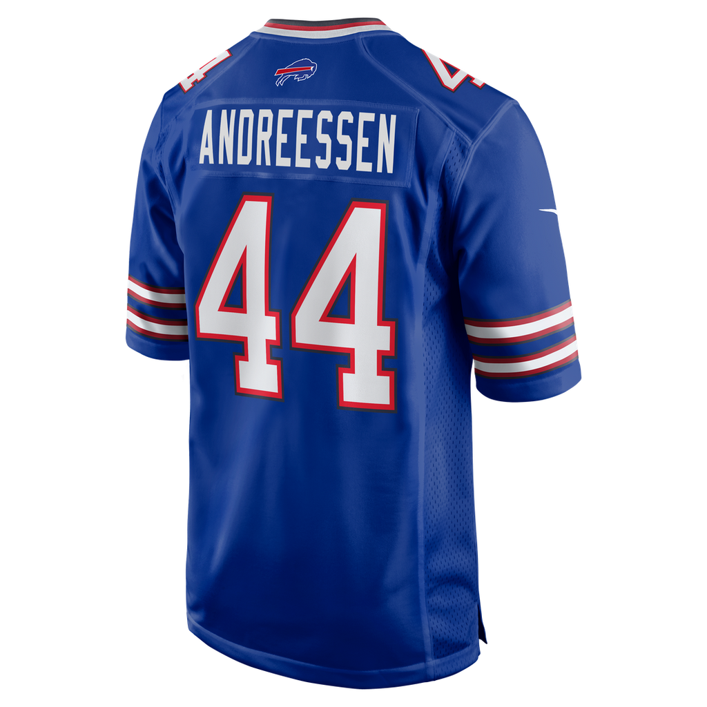 Buffalo Bills Joe Andreessen Royal Game Jersey product image 3, provided for visual reference and product detail review