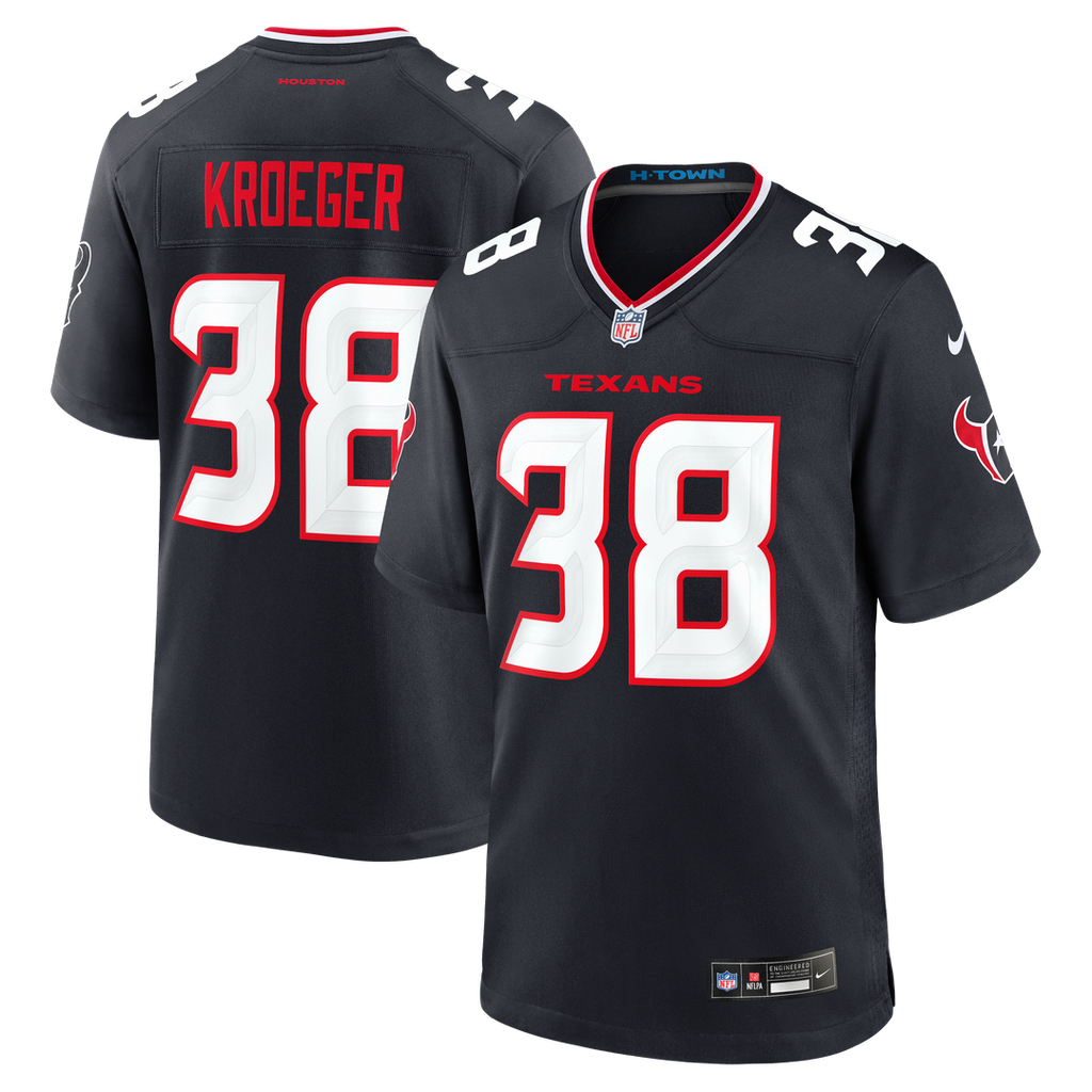 Houston Texans Kai Kroeger Navy Team Game Jersey product image 1, provided for visual reference and product detail review