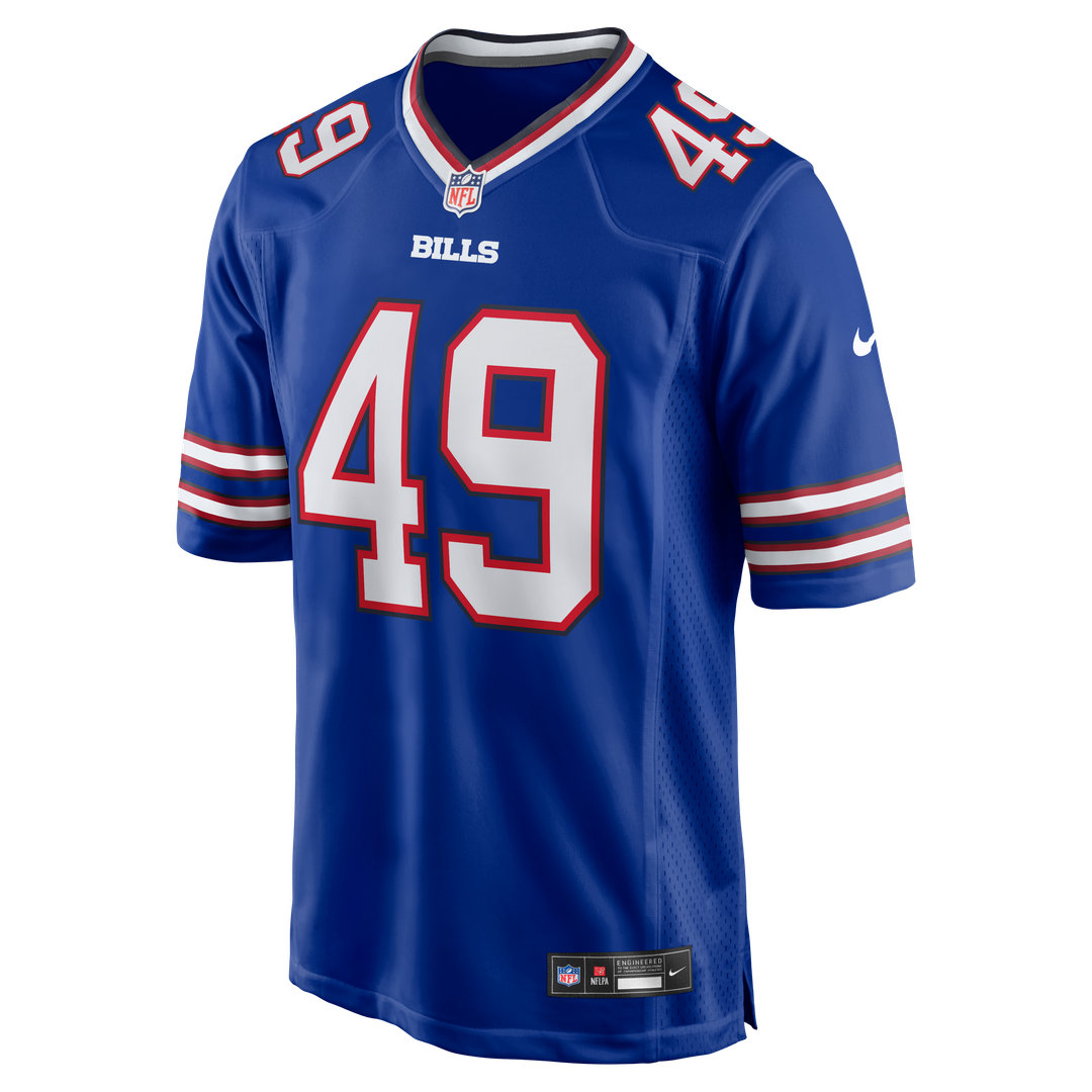 Buffalo Bills DaShaun White Royal Team Game Jersey product image 2, provided for visual reference and product detail review