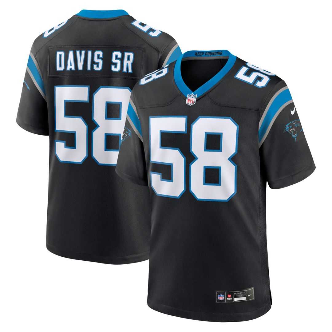 Carolina Panthers Thomas Davis Sr. Black Team Retired Game Jersey product image 1, provided for visual reference and product