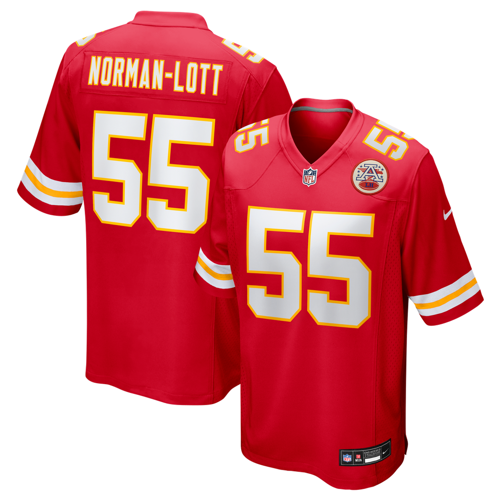 Kansas City Chiefs Omarr Norman-Lott Red Team Game Jersey product image 1, provided for visual reference and product detail