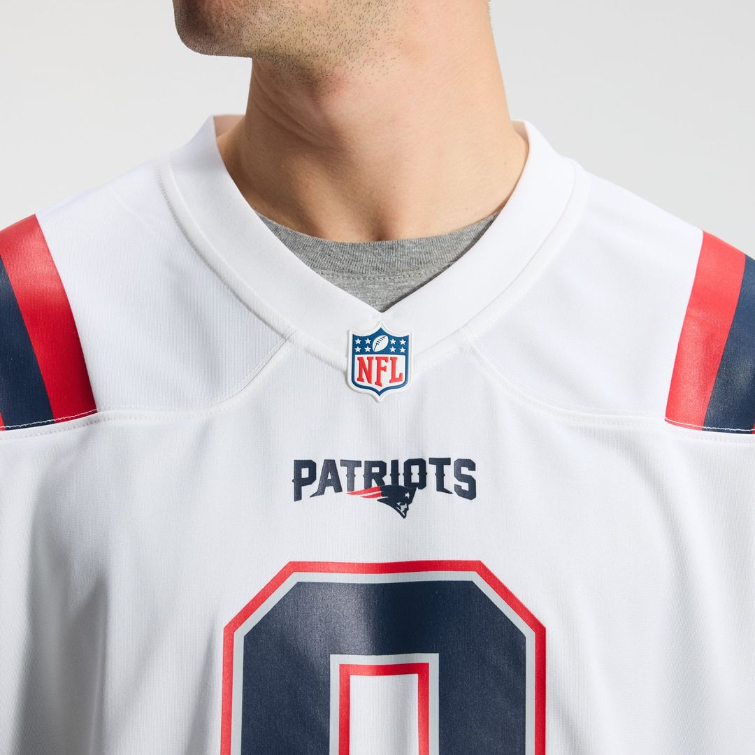 New England Patriots Christian Gonzalez White Game Jersey product image 9, provided for visual reference and product detail