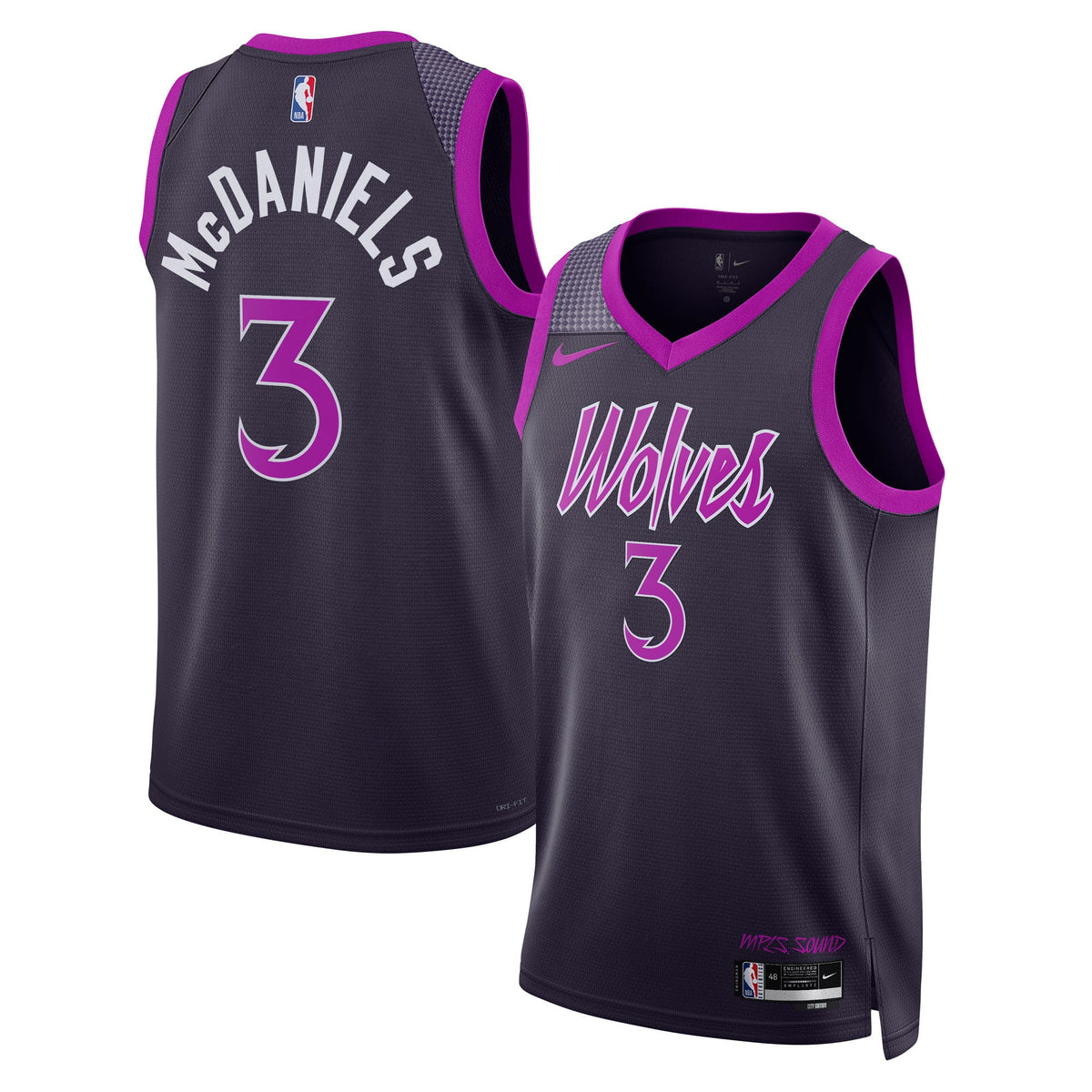 Jaden McDaniels Minnesota Timberwolves 2025/26 City Edition Swingman Jersey - Black - Unisex product image 2, provided for