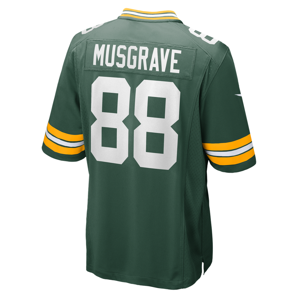 Green Bay Packers Luke Musgrave Green Game Jersey product image 3, provided for visual reference and product detail review