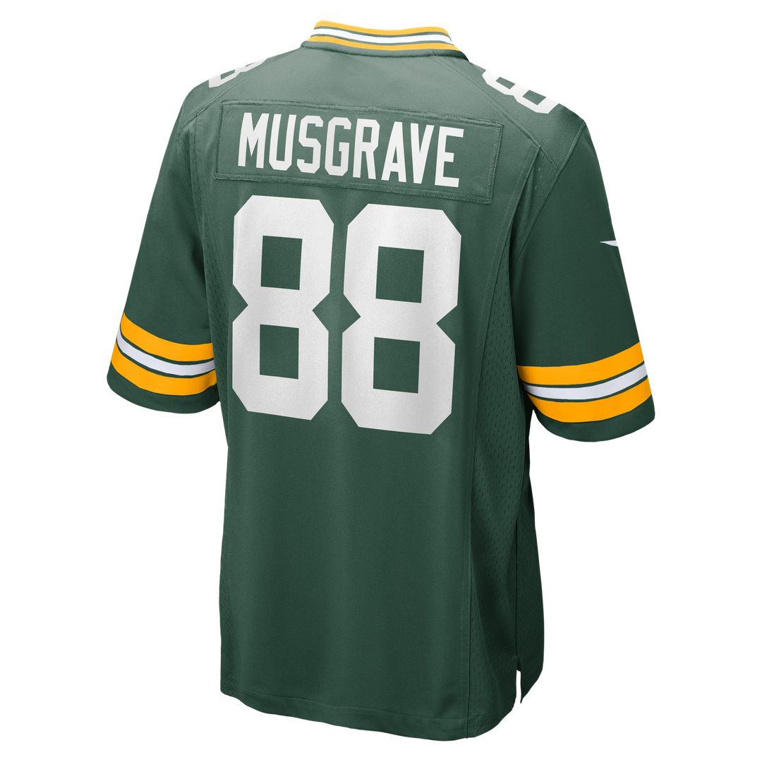 Green Bay Packers Luke Musgrave Green Game Jersey product image 3, provided for visual reference and product detail review
