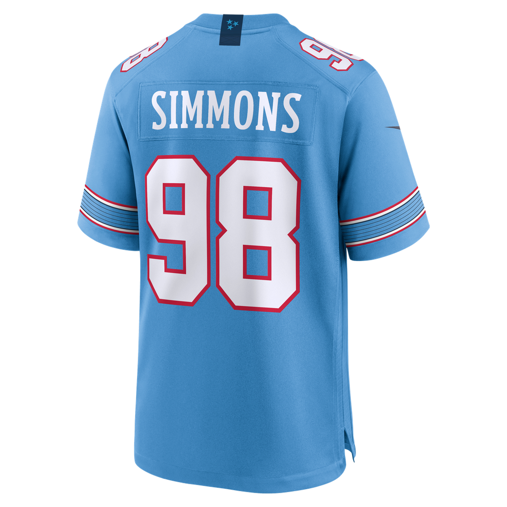 Tennessee Titans Jeffery Simmons Light Blue Game Jersey product image 3, provided for visual reference and product detail