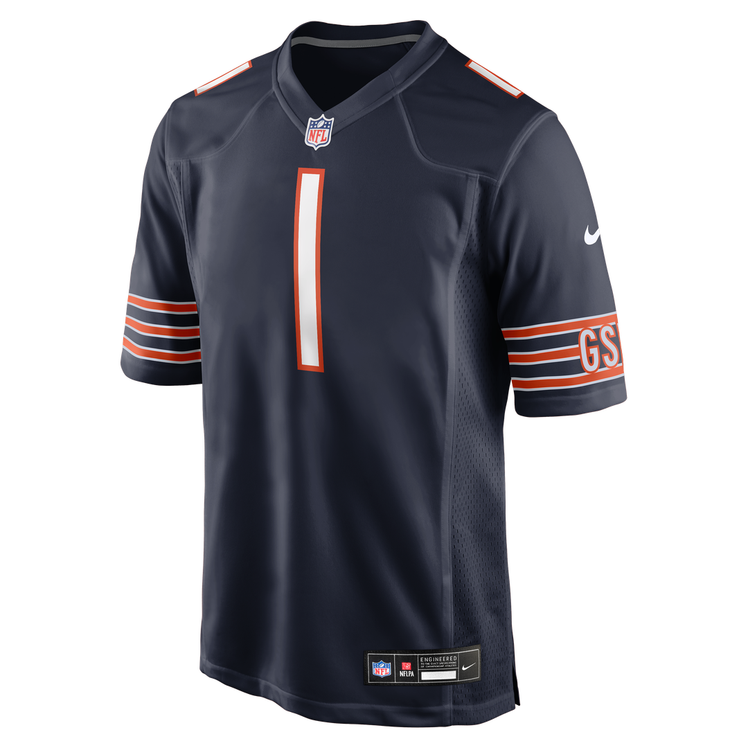 Chicago Bears Number 1 Groom Navy Game Jersey product image 2, provided for visual reference and product detail review