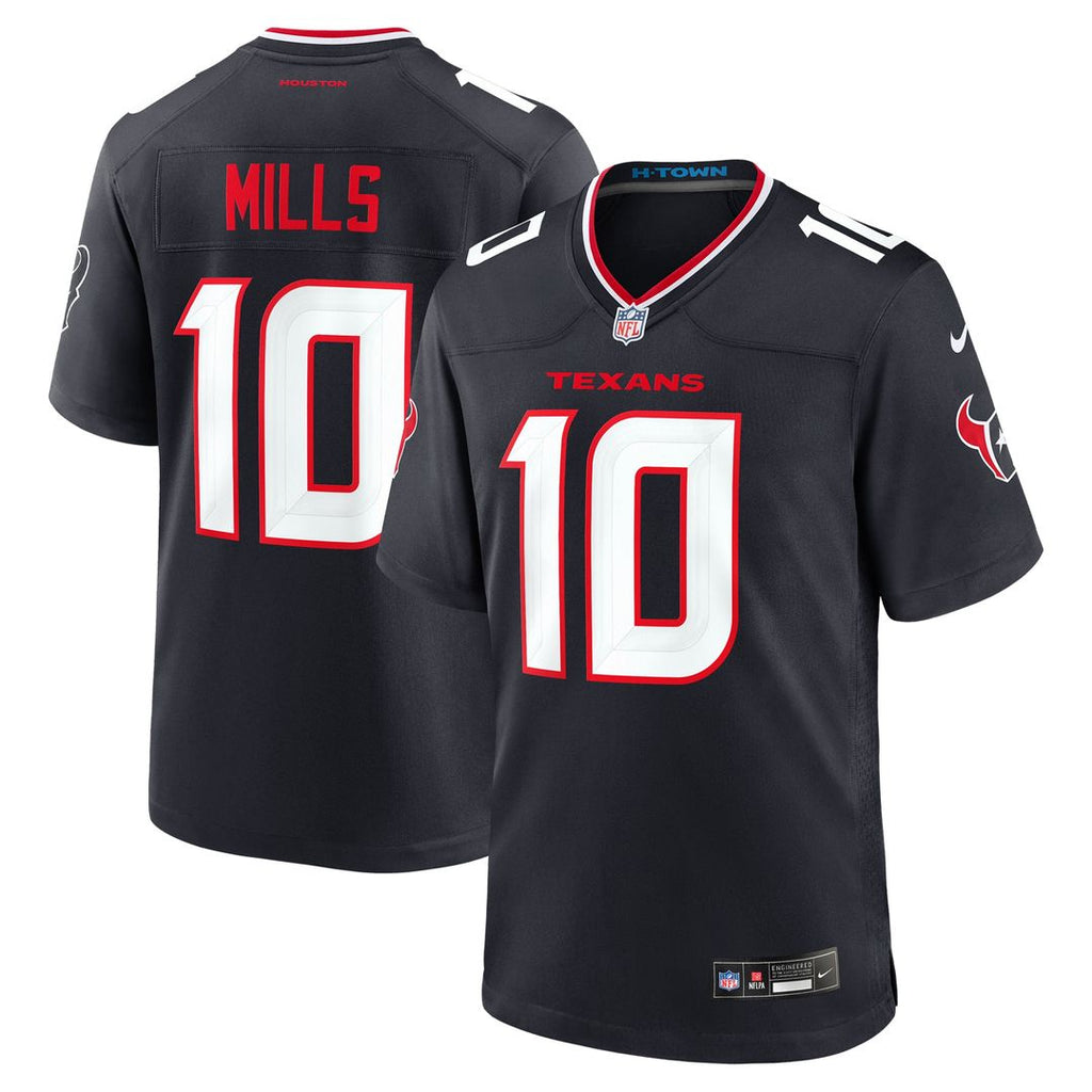 Houston Texans Davis Mills Navy Team Game Jersey product image 1, provided for visual reference and product detail review