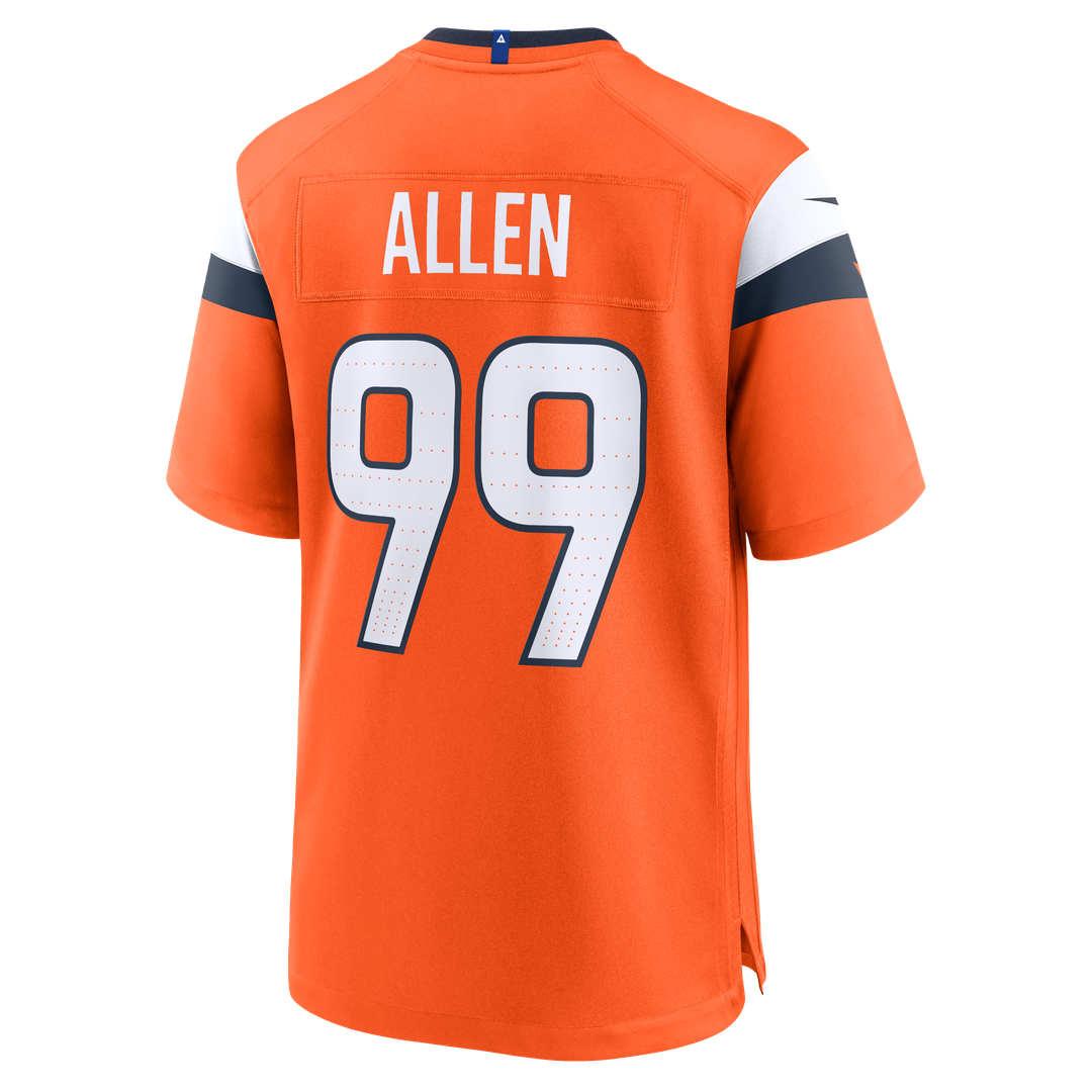 Denver Broncos Zach Allen Orange Team Game Jersey product image 3, provided for visual reference and product detail review
