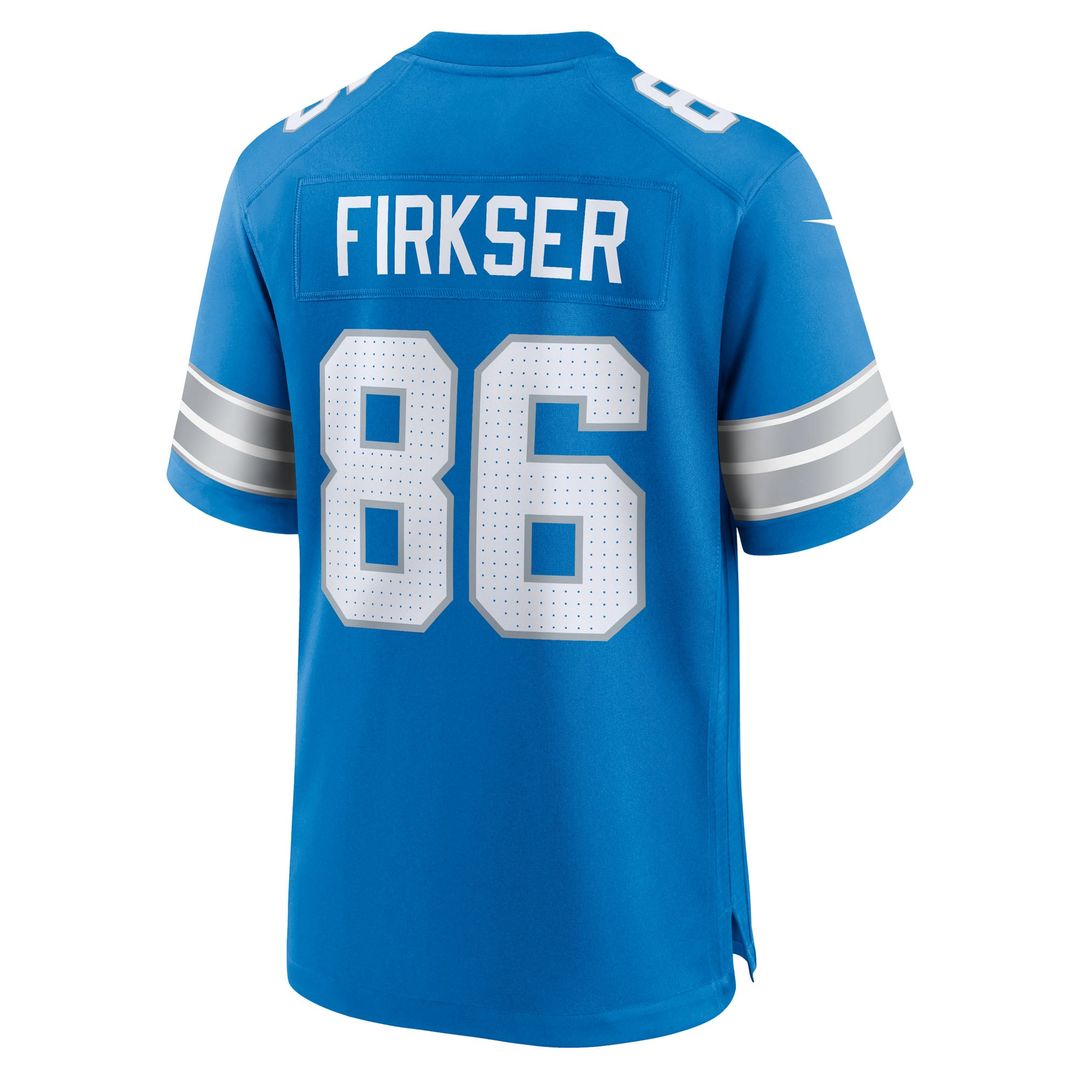 Detroit Lions Anthony Firkser Blue Team Game Jersey product image 3, provided for visual reference and product detail review