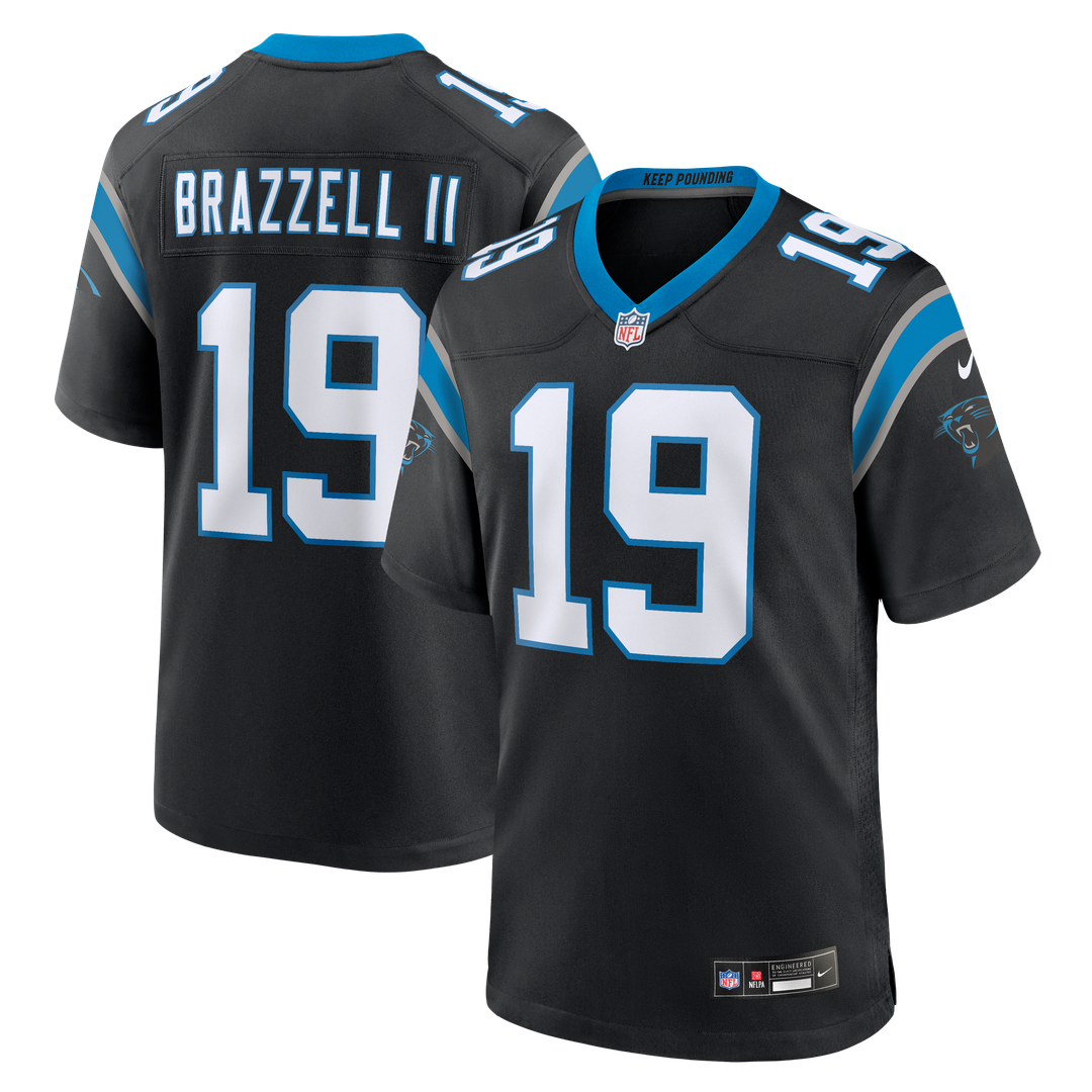 Carolina Panthers Chris Brazzell II Black Team Game Jersey product image 1, provided for visual reference and product detail